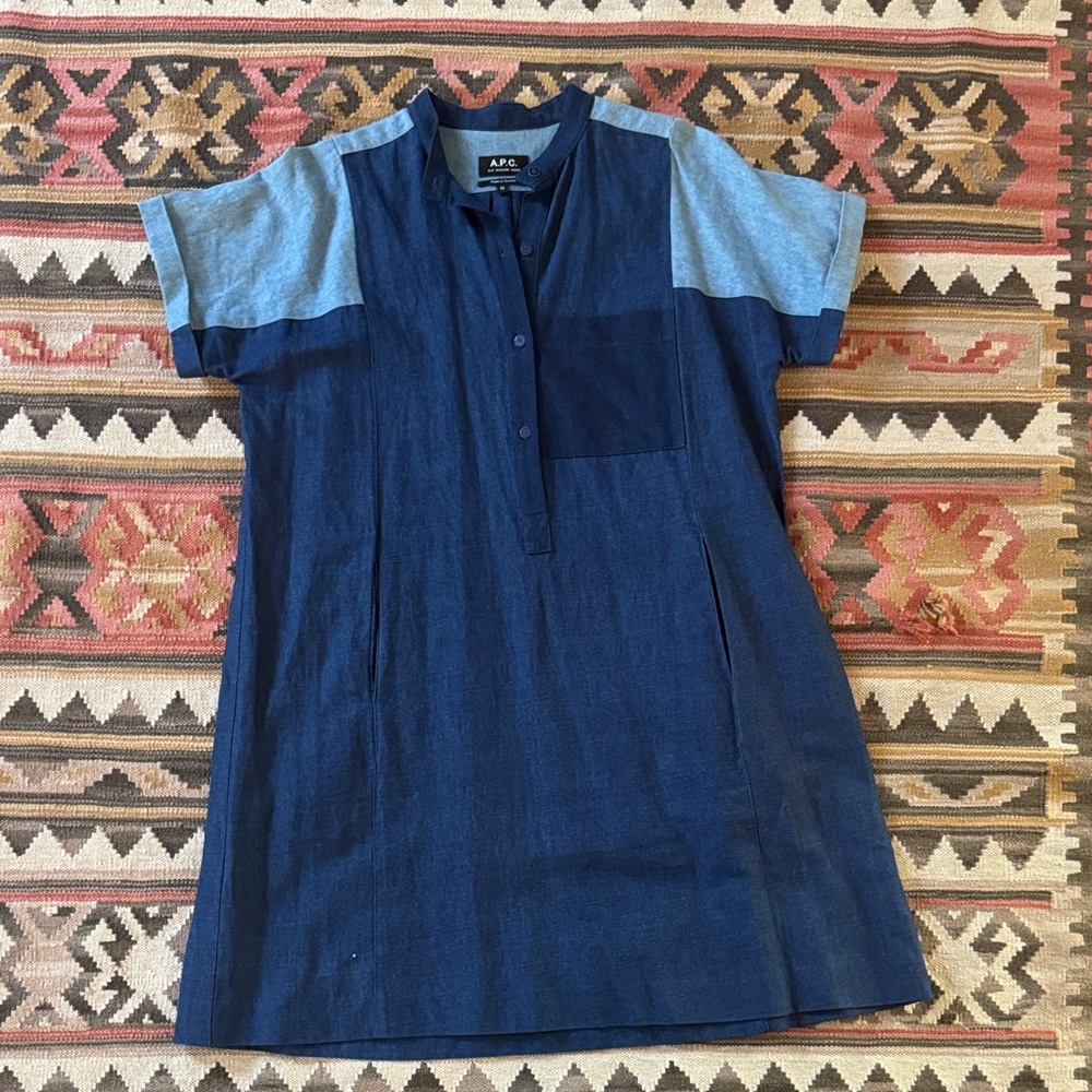 A.P.C. Navy and Light Blue Jean Dress